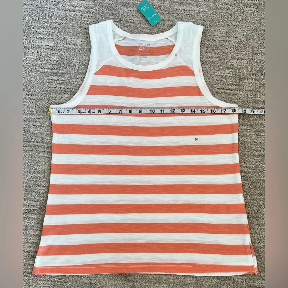 NWT Maurices‎ 24/7 Striped High Neck Tank Top White and Coral Stripes Size M - Picture 6 of 7
